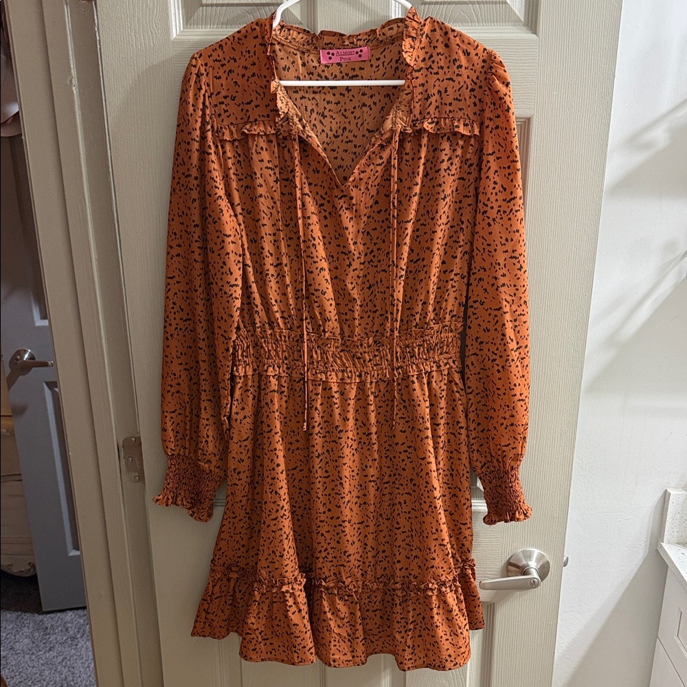 Chic Orange Long Sleeve Dress